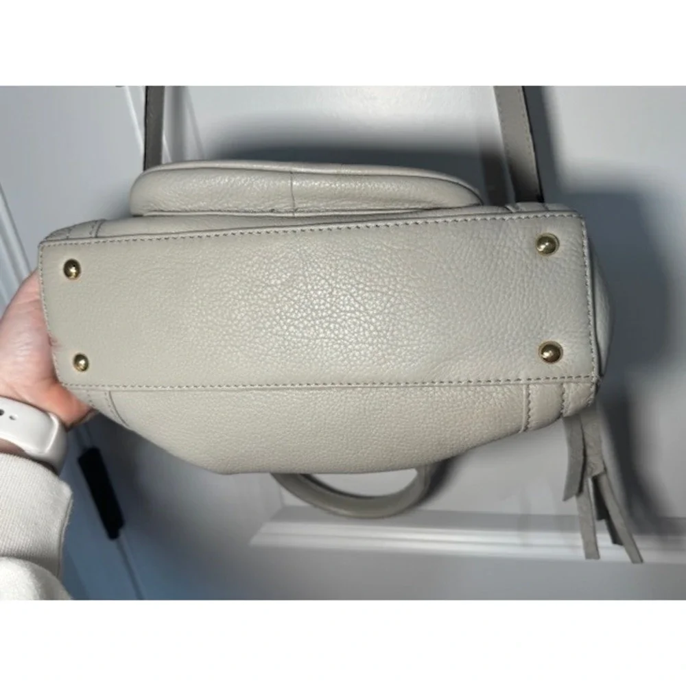 Aimee Kestenberg Grey Pebble‎ Leather Satchel Crossbody Bag Gold Hardware